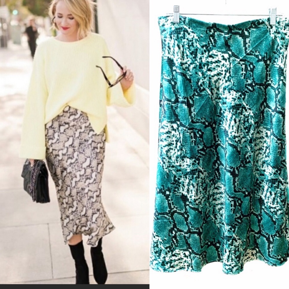 NWOT Rachel Zoe Snake Print Midi Skirt